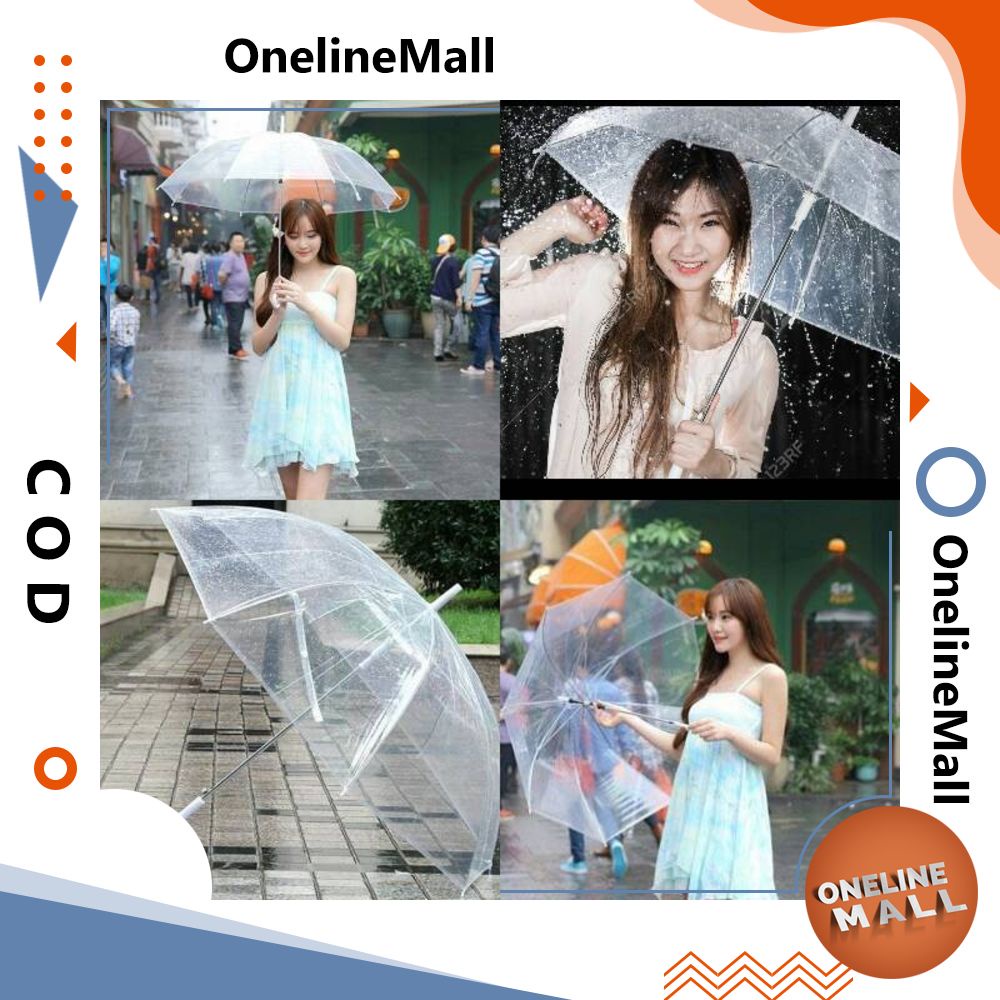 Payung Transparan Bening Umbrella Transparant Korea White Umbrella I7