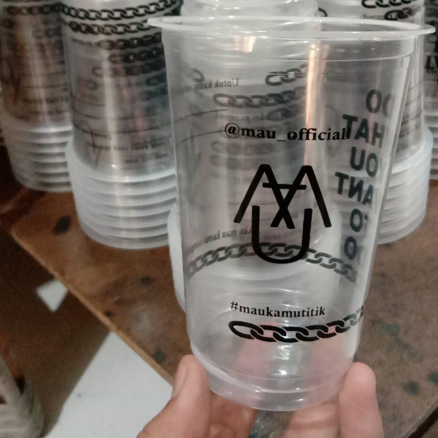 gelas cup 16oz datar sablon logo