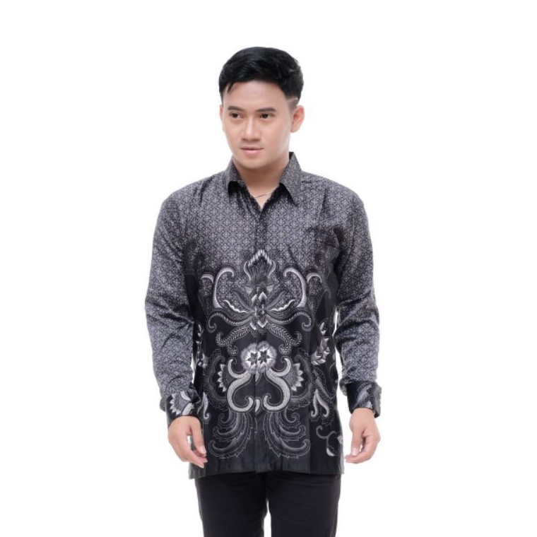 Buruan beli baju batik pria murah kemeja batik sutra premium baju batik sutra lengan panjang 52