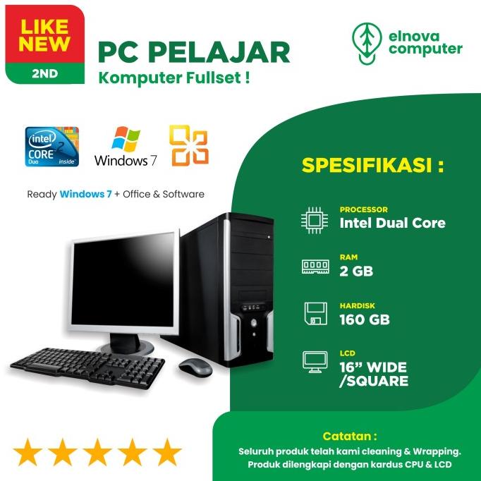 PC / CPU / KOMPUTER PAKET PELAJAR DUAL CORE LIKE NEW / PC FULL SET