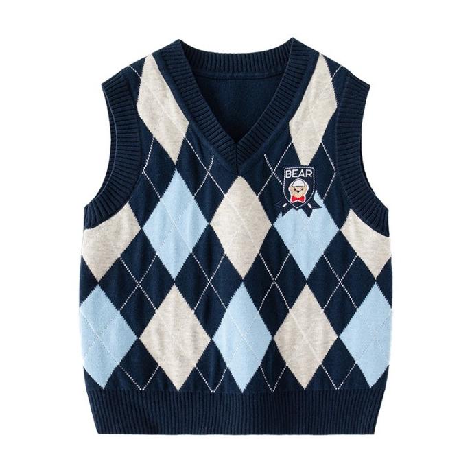 [513633] - Atasan Sweater Rompi Rajut Kutung Import Anak Laki-Laki