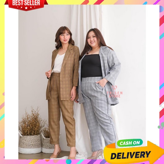 One Set Blazer Wanita Kerja Import Korean Style Jumbo Pakaian Kantoran Bleser Remaja Formal Atasan K