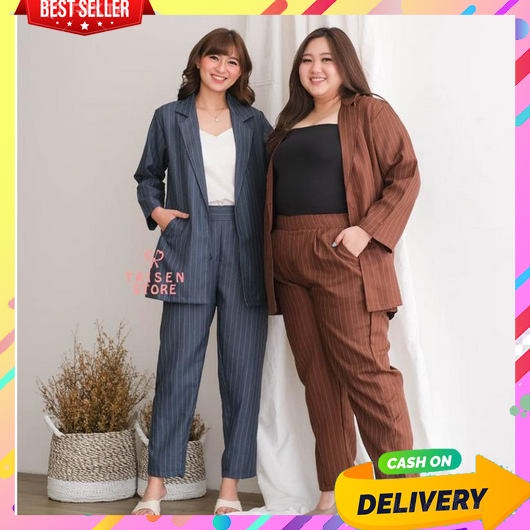One Set Blazer Wanita Kerja Import Korean Style Jumbo Setelan Jas Terbaru 2023 Perempuan Celana Panj