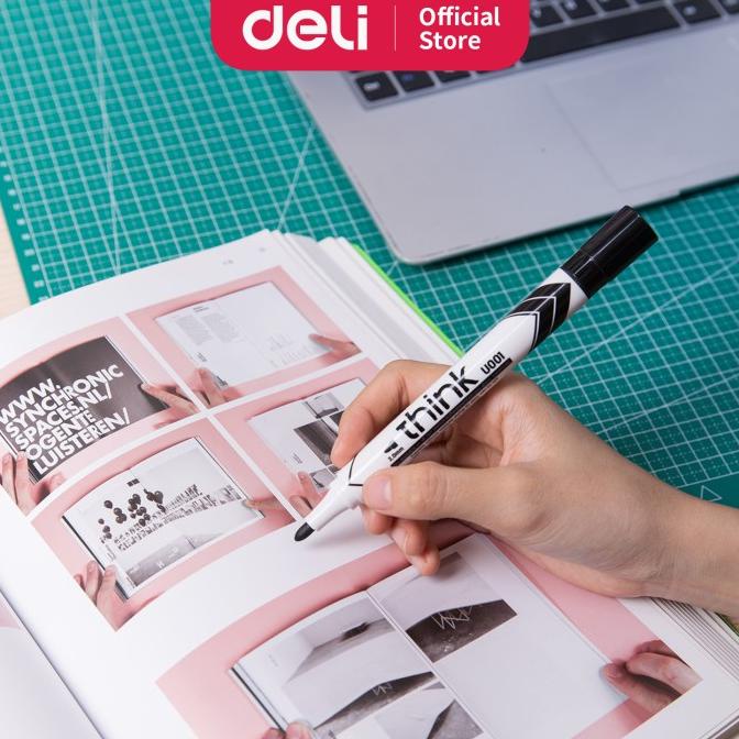 

Deli Eu00120 (Box) Dry Erase Marker/Spidol Whiteboard- Hitam 12 Pcs