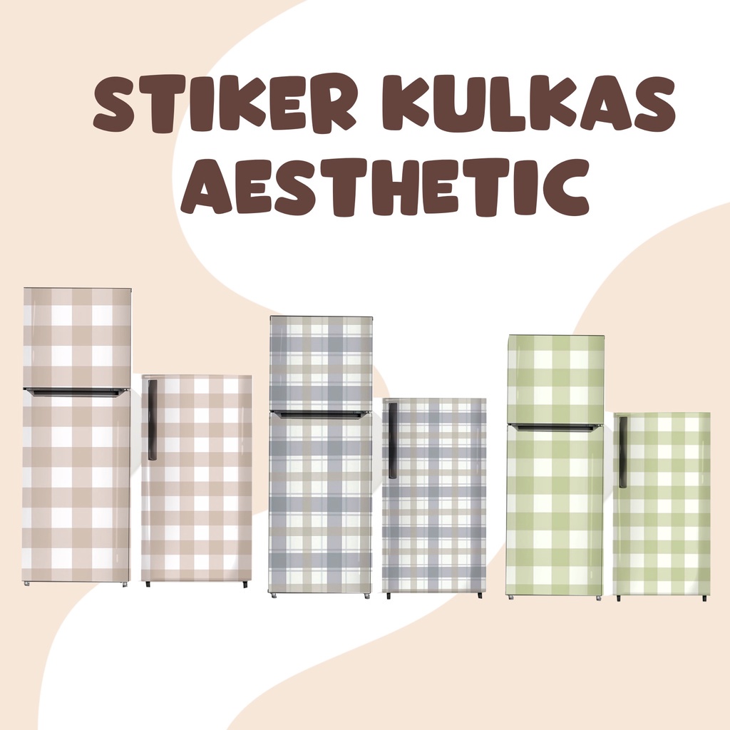 Stiker Kulkas 1 Pintu dan 2 Pintu motif Minimalist Motif Aesthetic Dapur Korea Warna Soft Kotak - ko