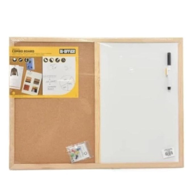 

Pin Board Papan Tulis Kayu Kombinasi White 60X45 Cm