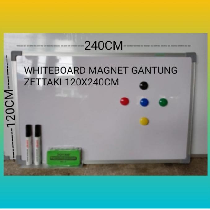 Papan Tulis Magnet Whiteboard Gantung Zettaki 120X240Cm