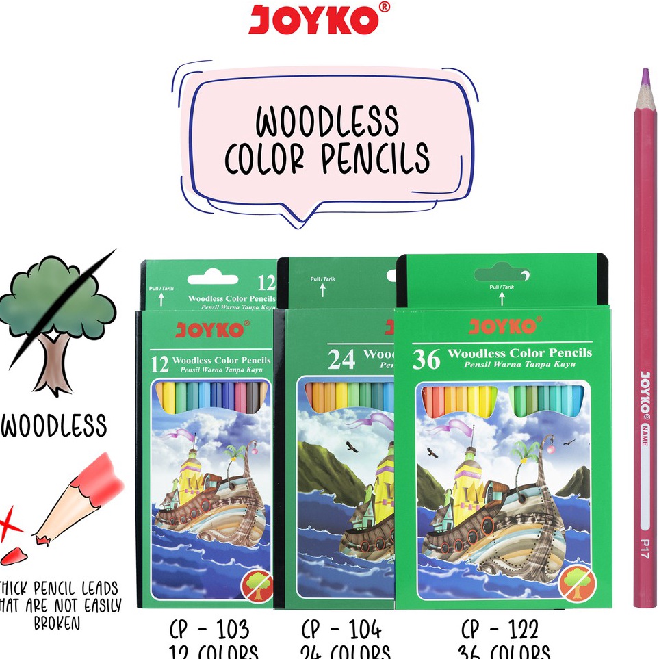 

☆Diskon Promo✽➡ NPDLU Joyko Pensil Warna Woodless Color Pencils Hexagonal Grip L80 ✵Kirim Langsung