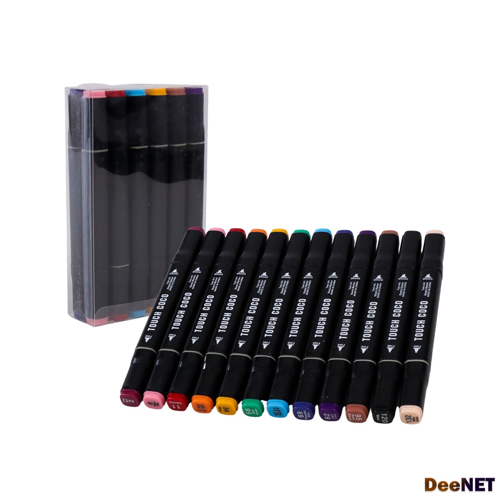 

Touch Spidol Dual Side Fine Art Brush Pen Art Marker Set 12 Color