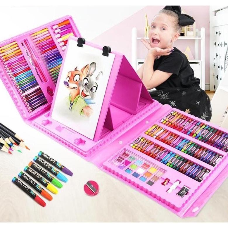 

[MTP)PALING LENGKAP Crayon Anak Pengasah 208pcs Set Alat Menggambar Melukis Anak-anak Crayon Cat Air Pensil Alat Lukis