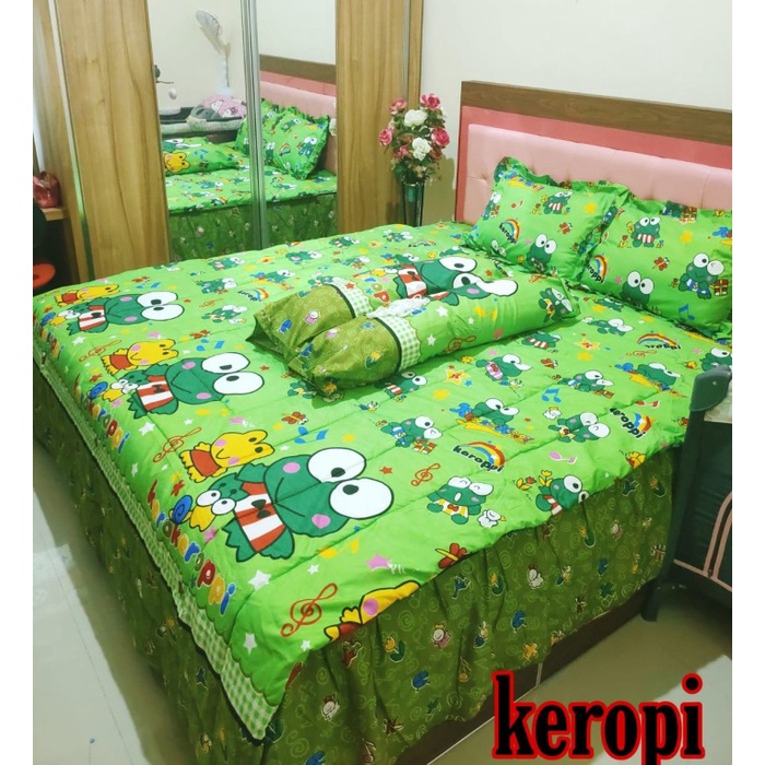 DISKON SPESIAL SPREI RUMBAI MOTIF KARAKTER KARTUN DORAEMON KEROPI UK 160X200 - 80X200 TERMURAH