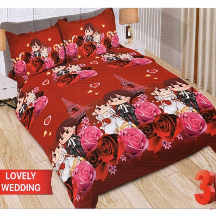 MUST HAVE SPREI BONITA 3D UK 180X200 MOTIF LOVELY WEDDING TERMURAH