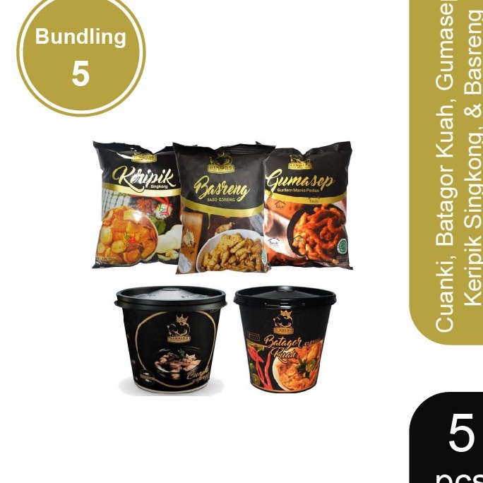 

[KODE PRODUK GSYFY4591] Ginding Bundling 5 - Cuanki Express, Batagor Kuah Express, Gumasep, Keripik dan Basreng