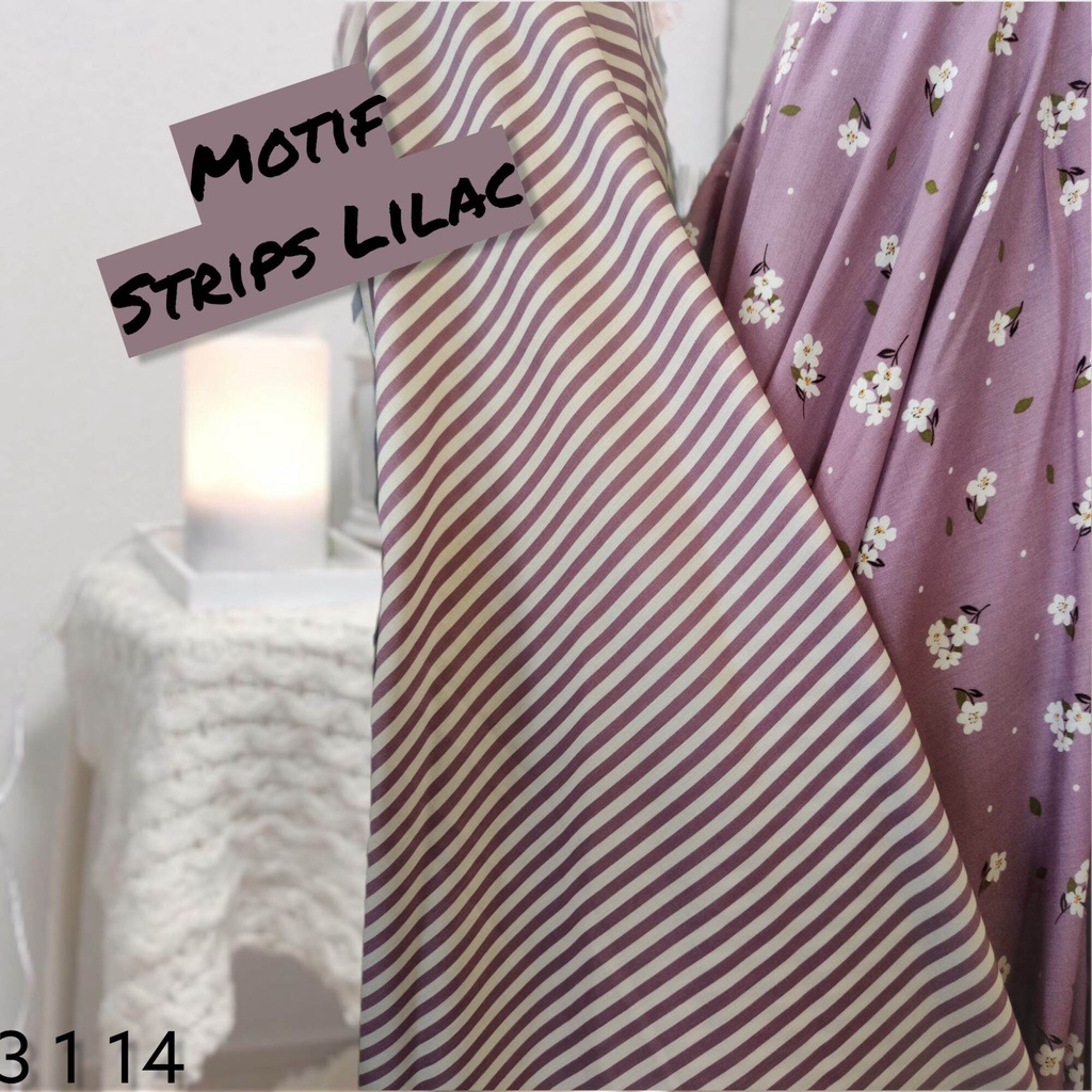kain rayon viscose motif strips Lilac