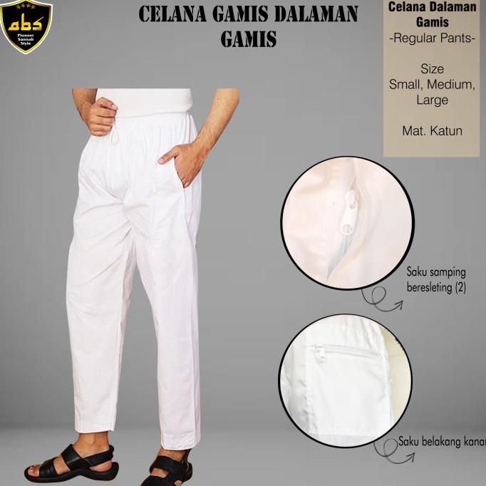 Celana Sirwal Putih Pria Dewasa Dalaman Jubah Gamis Pria Celana Sirwal