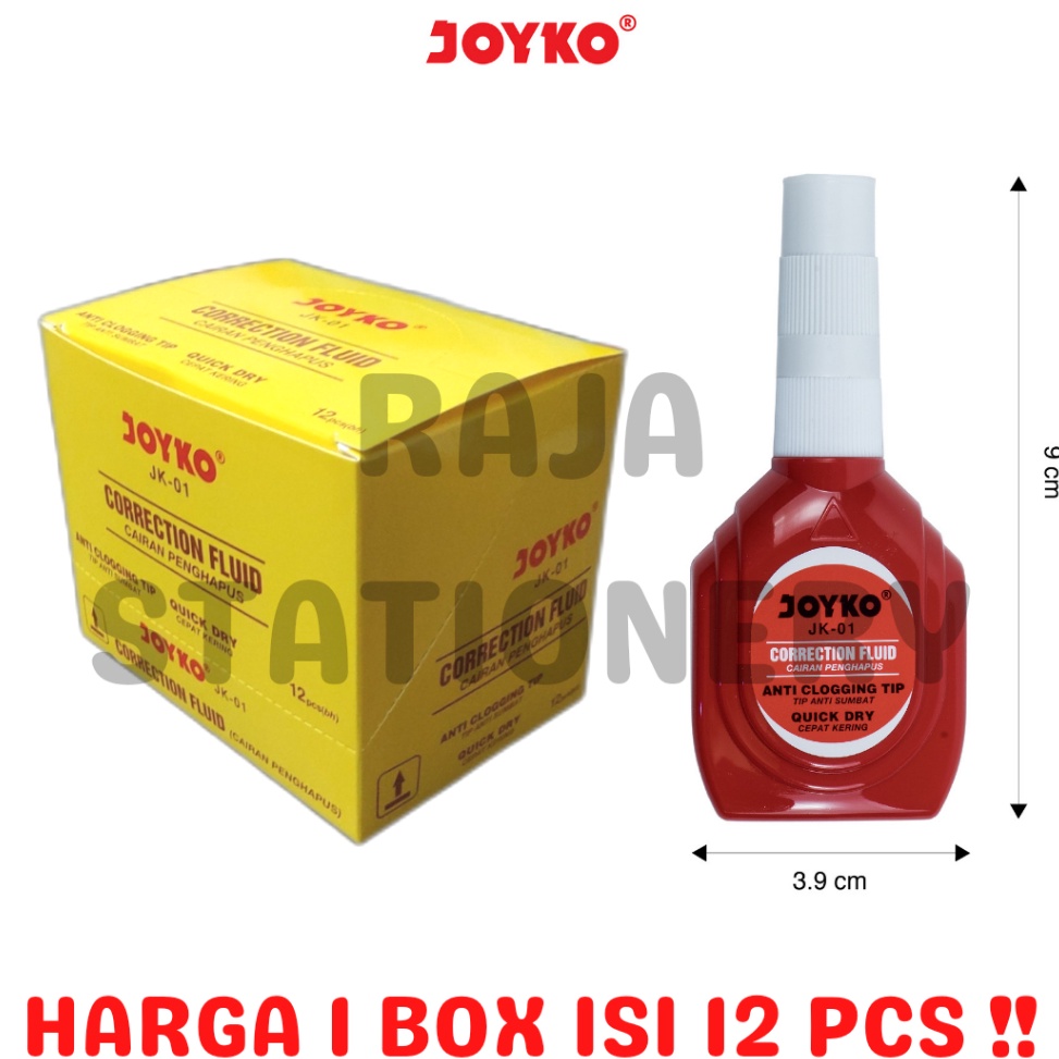 

Laris.. JOYKO CORRECTION FLUID JK-01TIPEX CAIR JOYKO JK01 TIPX TIP-EX 1 BOX LUSIN MURAH [12PCS] J8L