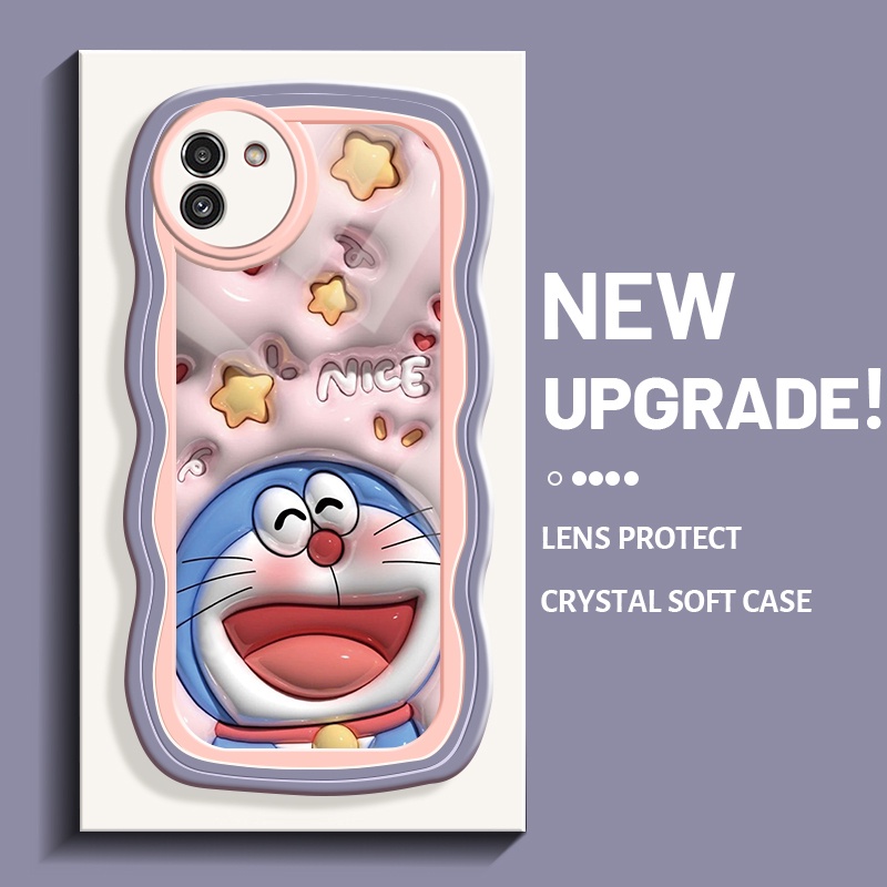 Casing Ponsel untuk Samsung A03 Core A03s A02s M02s A02 M02 Case pelindung HP Doraemon 3D penutup pe
