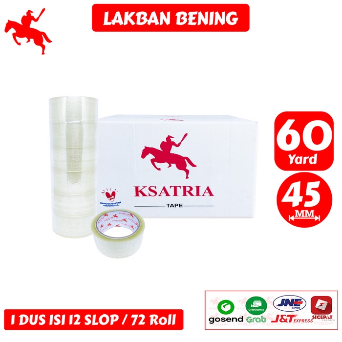 

Terlaris Lakban Bening Ksatria Tape 60 Yard (1 Dus)