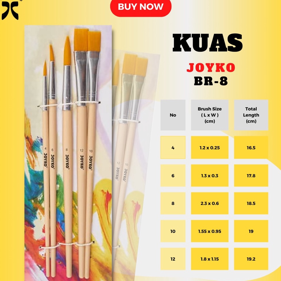 

[KODE PRODUK DIRRP4450] Kuas Lukis / Brush Joyko Set BR-8 Perlengkapan Lukis Original Termurah