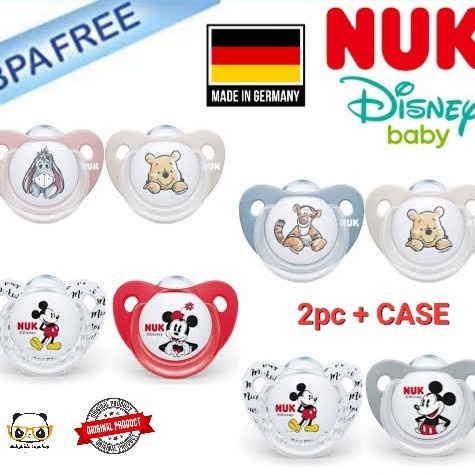 Terlaris Nuk Empeng Pacifier Bayi Disney Dot 0-6M 6-18M 18-36M 2Pc +Travel Case