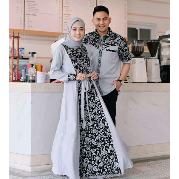 [KODE PRODUK P0GIJ6348] dress gamis couple baju couple pasangan gaun pesta muslimah batik couple mod