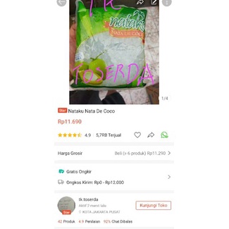 

【F⚡ASH SALE✅】 nataku tk toserda haga 11.999( nataku nata de coco)