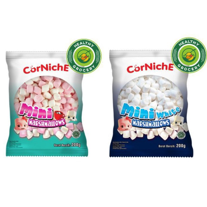 

[KODE PRODUK 7NMIV4087] CORNICHE Halal Mini Marshmallow Permen 200gr / Snow White / Pink White / Marshmellow / Mallow / Cornichi / Kornichi / Murah