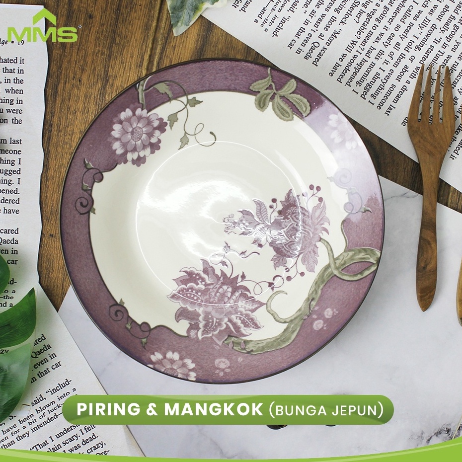[KODE PRODUK KGDIE7938] Piring Makan Keramik Motif Bunga Jepun 9 Inch MMS