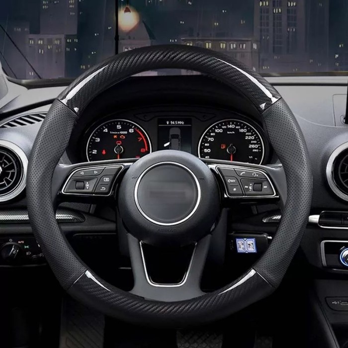 Terlaris Sarung Cover Kulit Stir Mobil Honda Brio Jazz Hrv Motif Carbon Karbon