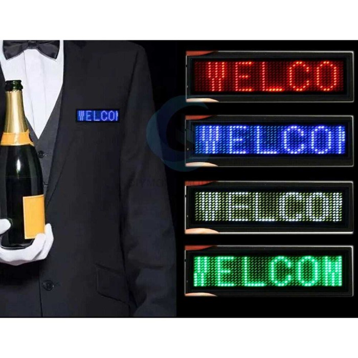 

Terlaris Name Tag Papan Dada Led Mini Board Portable With Bluetooth 230 Mah