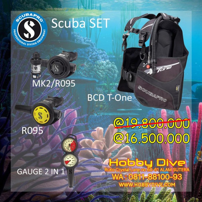 Terlaris Scubapro Bcd T-One Package With Regulator Plus Octopus Plus Gauge