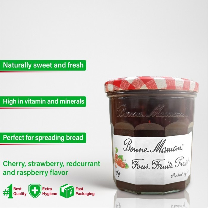 

Bonne Maman Four Fruits Preserves Selai Buah 4 Rasa [ 370Ml ]