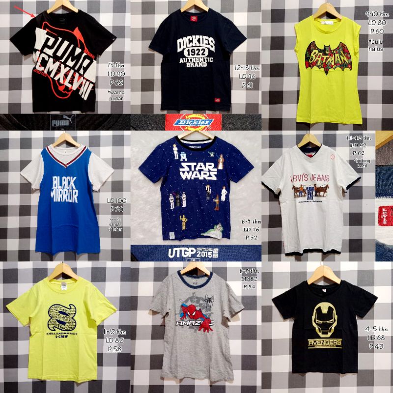 (18)PL KAOS BRANDED ANAK COWOK 2-16 THN