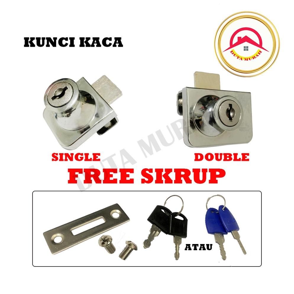 Grosir Kunci Lemari / Etalase Kaca Jepit Singel  Kunci Lemari / Etalase Kaca Jepit Double 2 Daun Kac