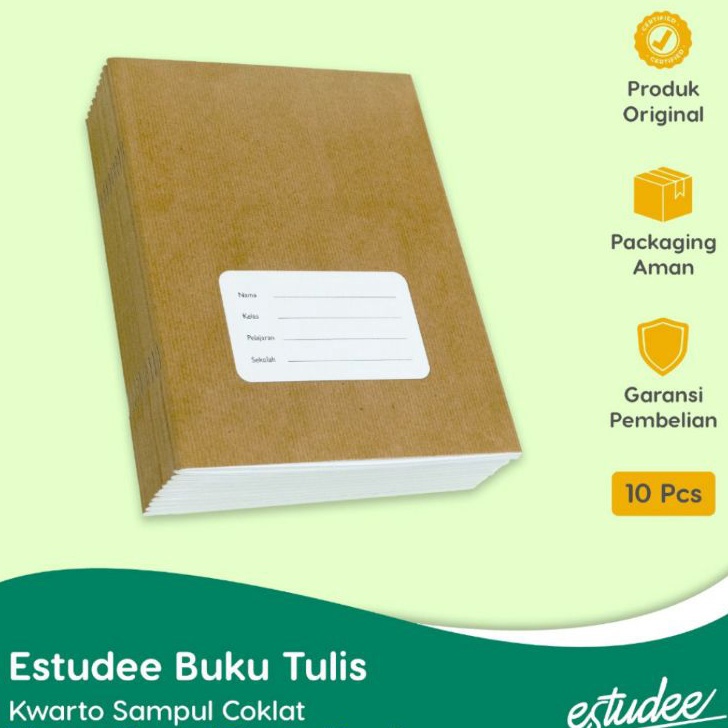 

WLHN5058 Free Ongkir/ Buku Tulis Estudee A5 Kwarto 58 Sampul Coklat Isi 10 Buku