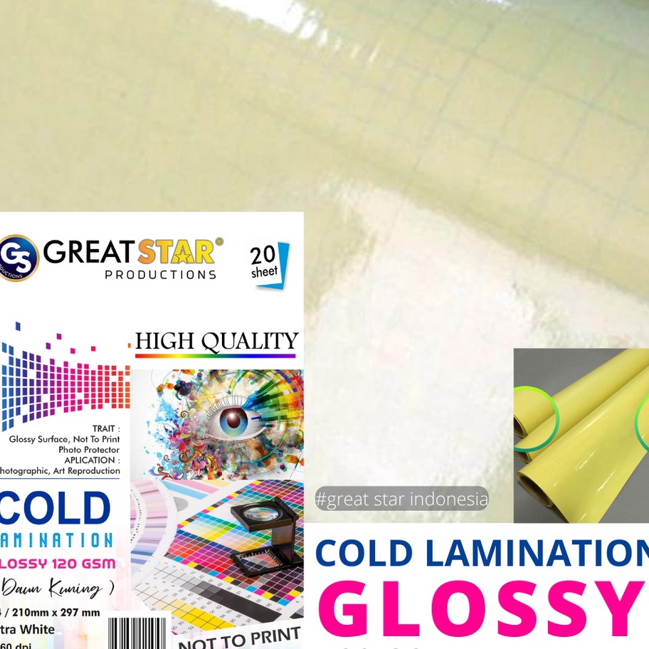 

KKFW3474㊜ LAMINASI DINGIN / COLD LAMINATION UK A4/120 gsm/20 (DAUN KUNING) ㊕