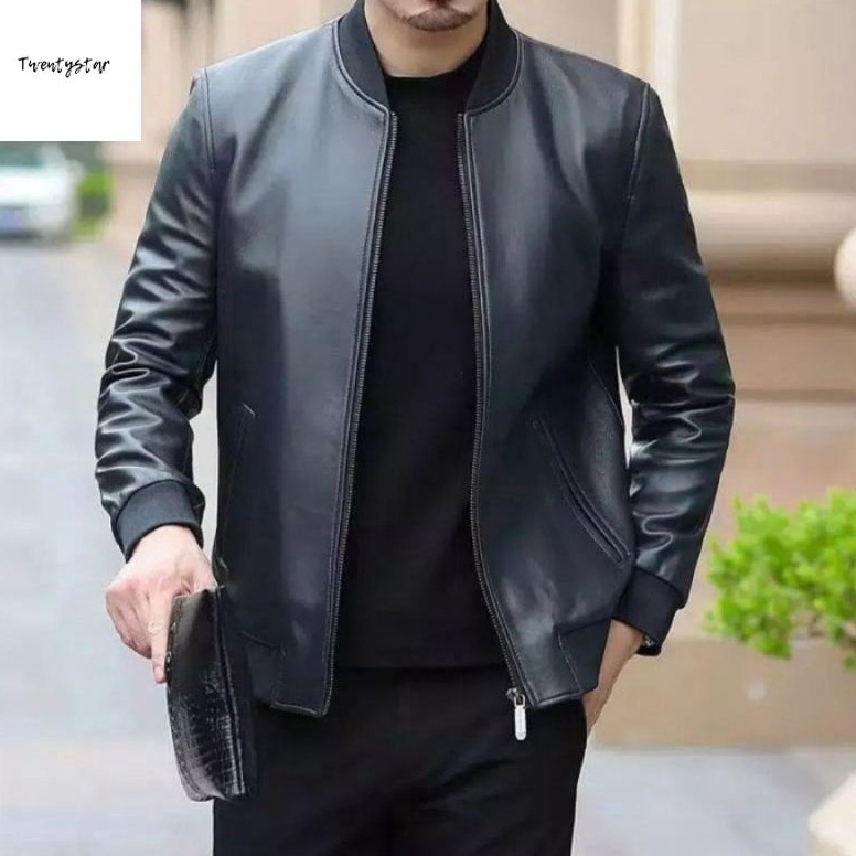 ⇱ Jaket kulit pria semi Bomber Premium Quality / Jaket kulit asli garut / Jaket semi kulit /Jaket ku