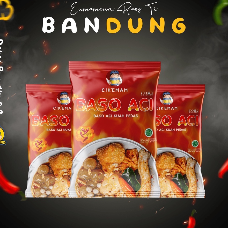 

12.12 Cik’Emam – Paket Baso Aci ( 3 Pcs) - Boci - Kuah Pedas Chili Oil Siomay Lidah Cuanki Seblak Batagor Mie - Gurih Original - Makanan Instant Halal Cikemam !