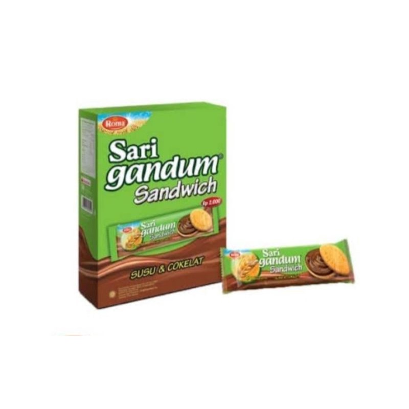 

Sarigandum sandwich coklat box/ 1box isi 12pcs/cemilan indonesia