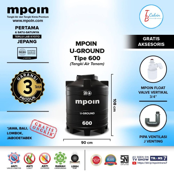 Tangki Air Tanam MPOIN PLUS 600 Liter Underground / Toren Air Pendam
