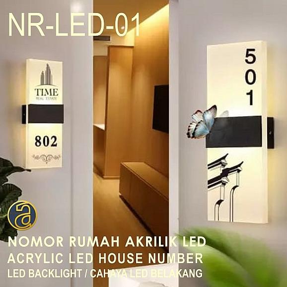 Nomor Rumah Ruangan LED Akrilik / Acrylic Papan Alamat Estetik NRLED 1