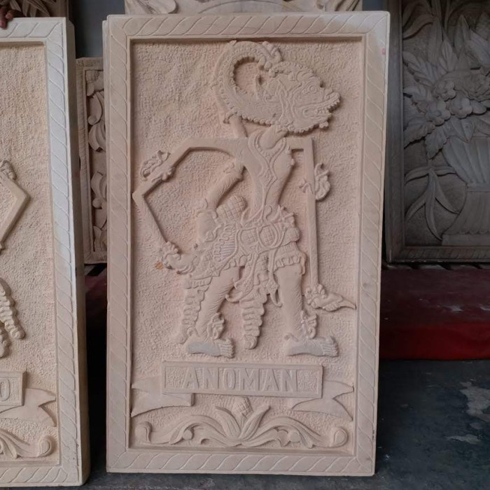 Batu Alam Relief Paras Ukir Wayang