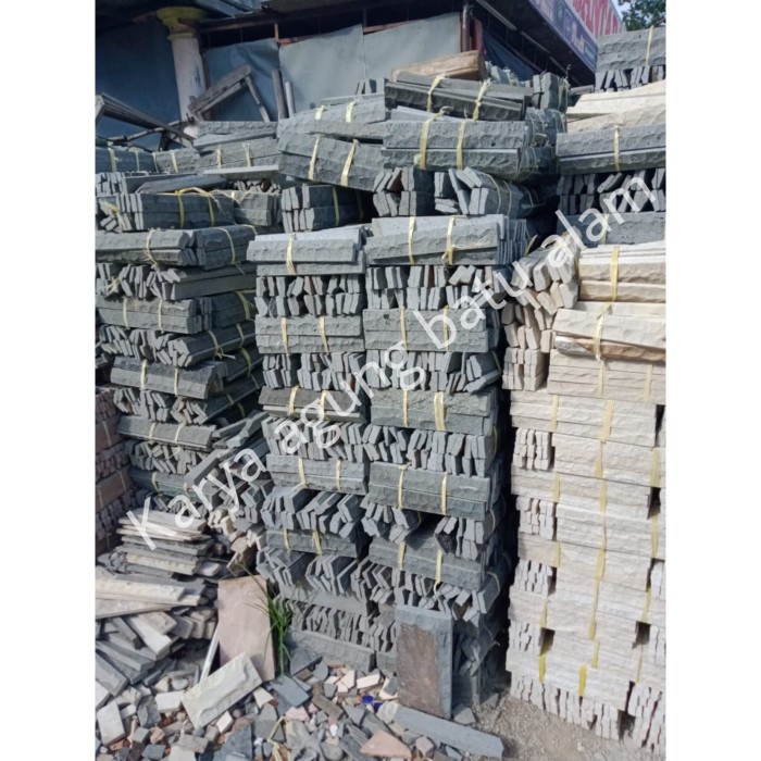 BATU ALAM ANDESIT SUSUN SIRIH PUTIH / ABU-ABU - 5x40, Abu-abu