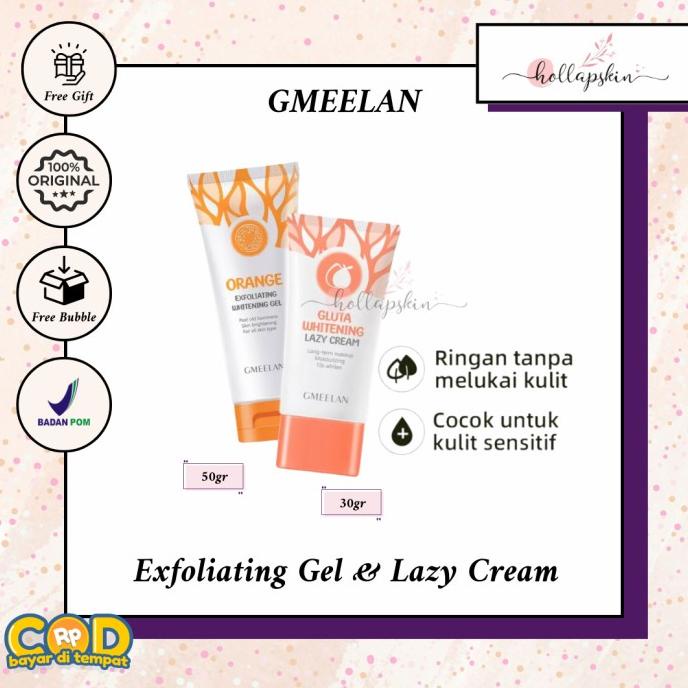 TERMURAH GMEELAN EXFOLIATING WHITENING GEL GLUTA WHITENING LAZY DAY CREAM