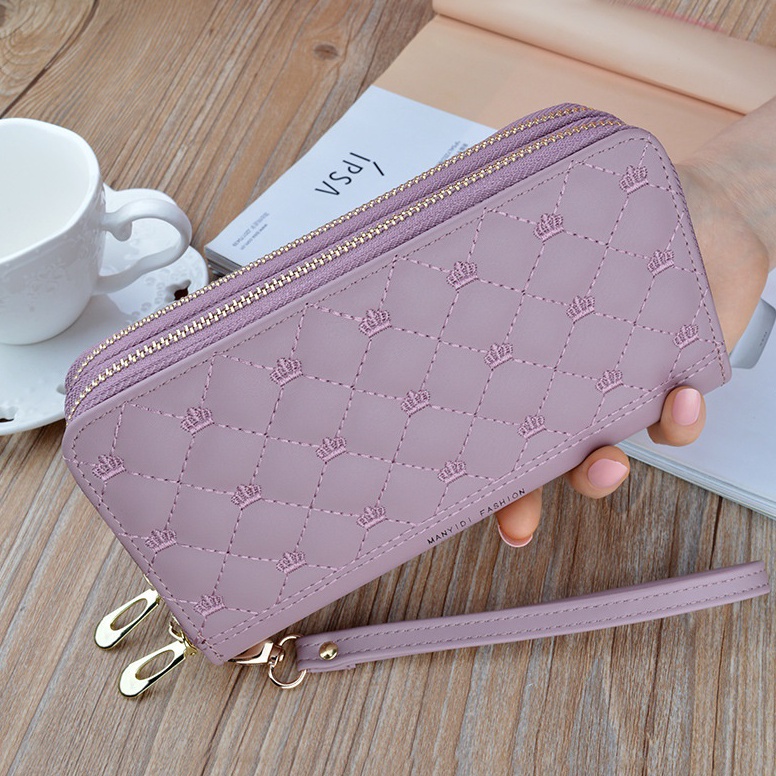 CHEKOUT|| DOMPET PANJANG WANITA 2 RESLETING PESTA KULIT PREMIUM LEGIA FASHION KOREA BRANDED IMPORT S