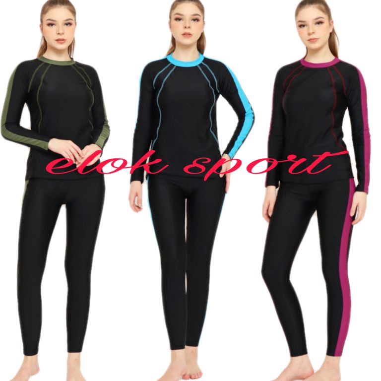 MENARIK|| baju renang wanita baju renang dewasa baju renang setelan atas bawah baju renang tangan pa