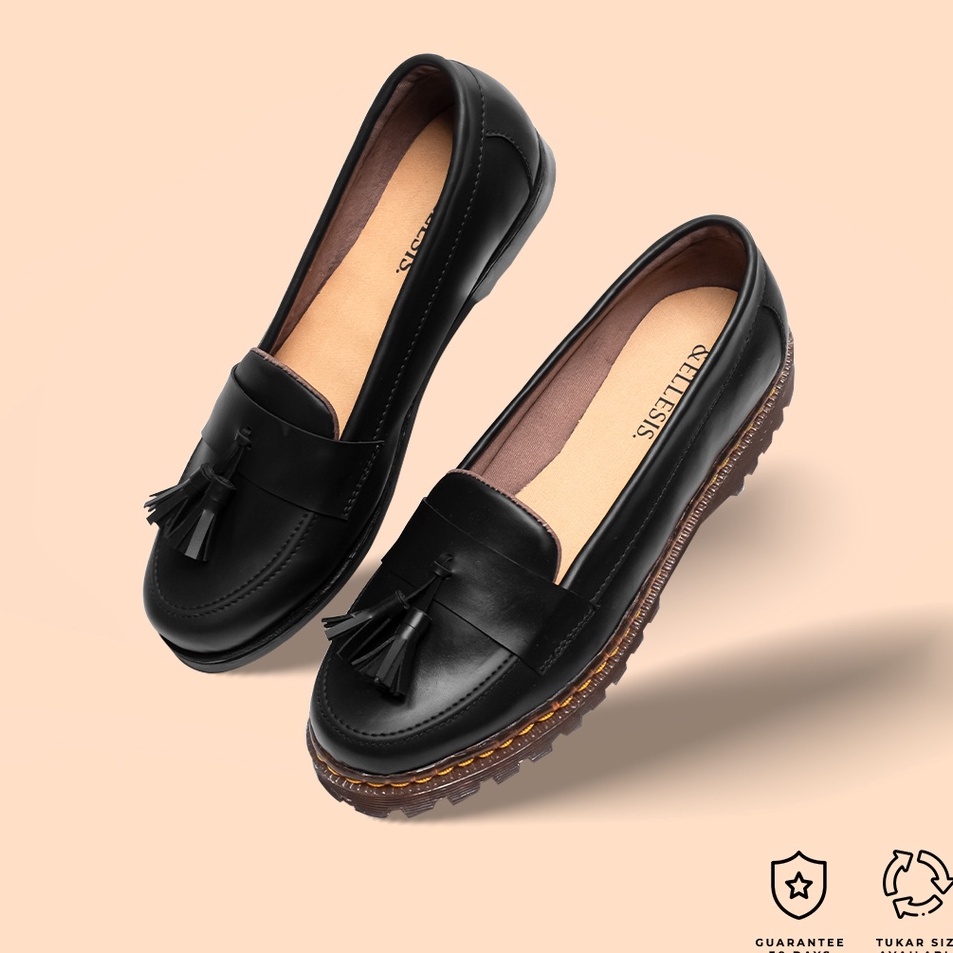 ORIGINAL% Ellesis Sepatu Flat Wanita Loafer Docmart - Arme Series