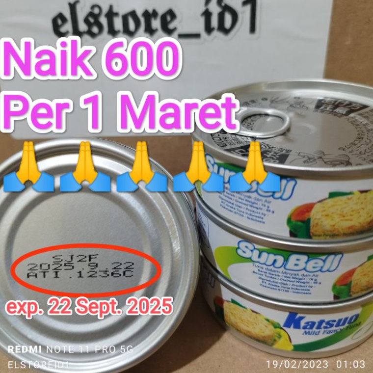 

>D2289) ⭐⭐⭐⭐⭐ Umpan Pancing SunBell KATSUO 70 Gram Sunbel Sun Bell Tuna Kaleng exp. 22 sept. 2025