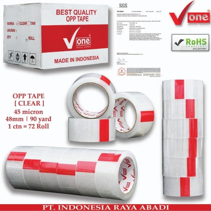 

OPP TAPE | PLAKBAN | LAKBAN BENING V-ONE 48MM MURAH (6ROLL)