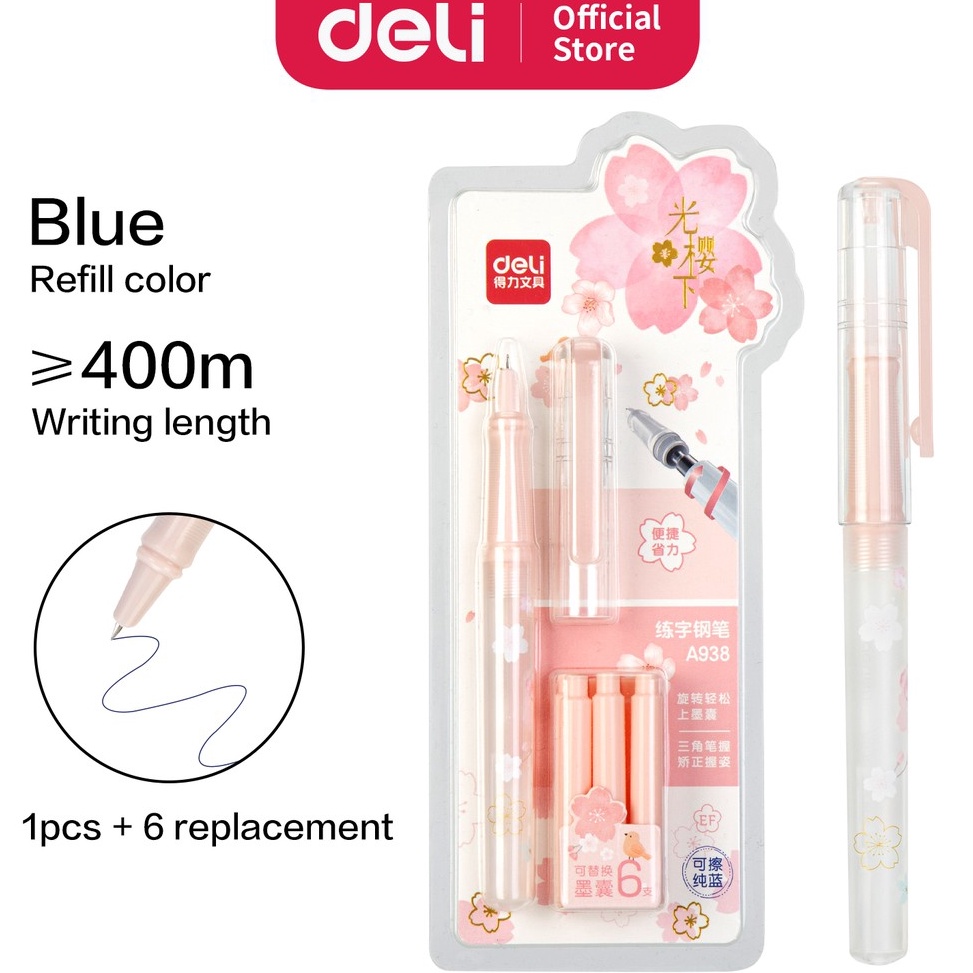 

Terbatas.. Deli Roller Pen / Pulpen Roller dengan Refill 6pcs Desain Sakura A938 FTY